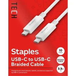 USB-C to USB-C Charging Cable, 3.3 ft., White (ST62317)<Staples TECH Sale