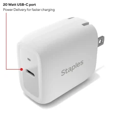 USB-C Wall Charger, 20W, White (NX60446)<Staples TECH Online