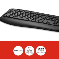 Online Staples TECH Wireless Comfort Keyboard, Black (ST62602)