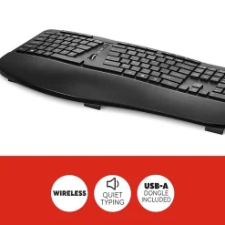 Clearance Staples TECH Wireless Ergonomic Keyboard, Black (ST62603)