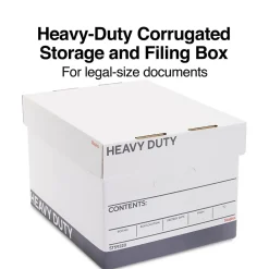 File Storage|Staples Triple Wall Heavy Duty File Box, Lift Off Lid, Letter/Legal, White/Gray, 12/Carton (TR59220)