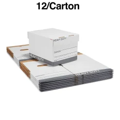 File Storage|Staples Triple Wall Heavy Duty File Box, Lift Off Lid, Letter/Legal, White/Gray, 12/Carton (TR59220)