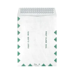 Hot Staples Tyvek EasyClose Catalog Envelopes, 10"L x 13"H, White with Green Diamond Border, 100/Box (SPL17173)