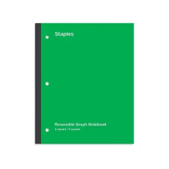 Subject Notebooks|Staples Wireless 1-Subject Notebook, 8.5" x 11", Graph Ruled, 80 Sheets, (ST58384C) Green