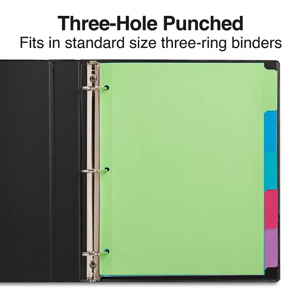 Dividers|Staples Write-On Dividers, 5-Tab, Assorted Colors (13512/23180)