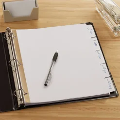 Dividers|Staples Write-On Write & Erase Paper Divider, 5 Tabs, White/White Tabs, 4 Sets (13508/23175)