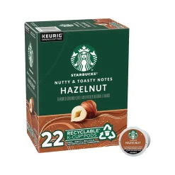 Starbucks Hazelnut Coffee, Keurig K-Cup Pod, Light Roast, 22 Pods/Box (12478078)