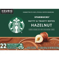 Starbucks Hazelnut Coffee, Keurig K-Cup Pod, Light Roast, 22 Pods/Box (12478078)