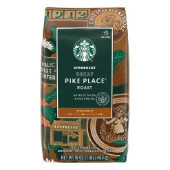 Starbucks Pike Place Decaf Ground Coffee, Medium Roast, 16 oz. (SBK96781)