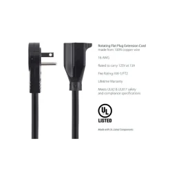 StarTech 10' Extension Cord, 16 AWG, Black (RTPAC10110)