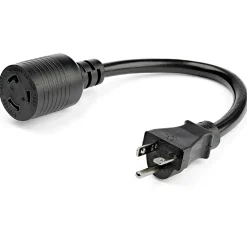 StarTech 1 ft. Power Adapter Cord, 1-Outlet, 12 AWG, Black (PAC520PLR1)