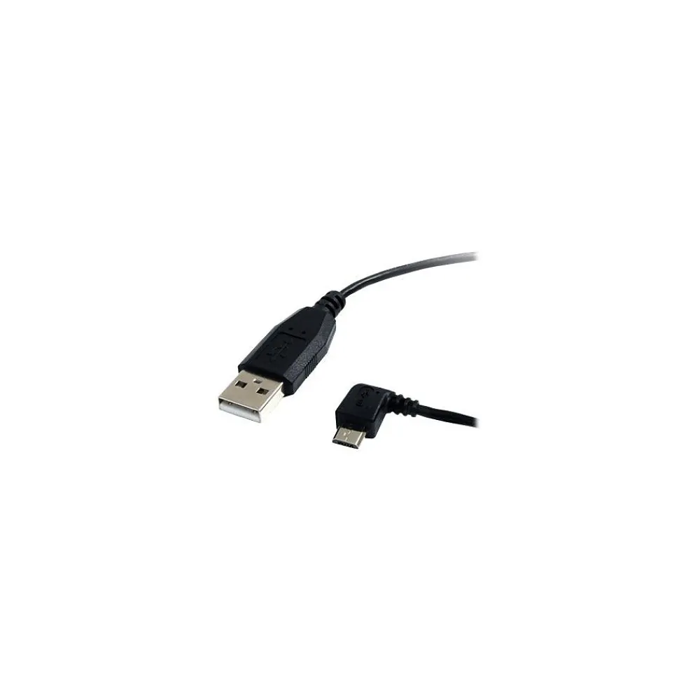 StarTech 6' Left Angle USB A To USB Micro B USB Cable, Black (UUSBHAUB6LA)