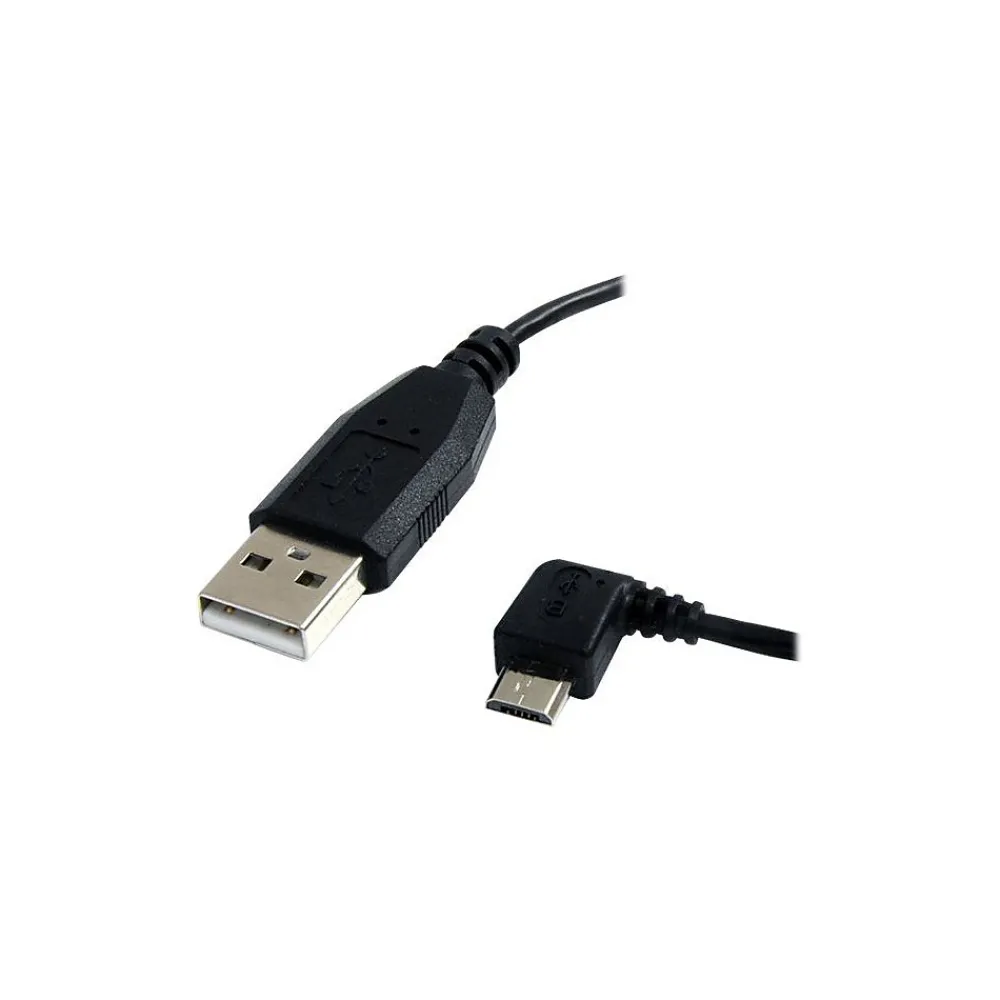 StarTech 6' Left Angle USB A To USB Micro B USB Cable, Black (UUSBHAUB6LA)