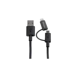 StarTech 3.3' Lightning/Micro USB to USB Male to Male Cable, Black (LTUB1MBK)