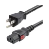 StarTech 12' NEMA 5-15P to Locking C13 Power Cable, Male to Female, Black (27LC-4B00-POWER-CORD)