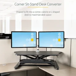 Standing Desks*StarTech Adjustable Large Surface Corner Sit Stand Desk Converter for Dual Monitors, Keyboard Tray, 35" x 21" (ARMSTSCORNR)
