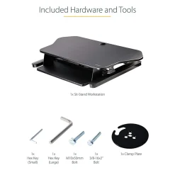 Standing Desks*StarTech Adjustable Large Surface Corner Sit Stand Desk Converter for Dual Monitors, Keyboard Tray, 35