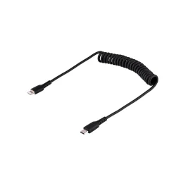 USB-C to Lightning MFi Certified Coiled iPhone Charger Cable, 3 ft., Black (RUSB2CLT1MBC)<StarTech