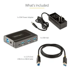 StarTech .com 7-Port USB 3.0 5Gbps Hub, Black (5G7AS-USB-A-HUB)