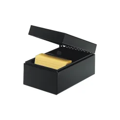 Index Cards*Steelmaster Metal File Box, 900 Card Capacity, Black, 5" x 8"