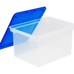File Storage|Storex File Storage Box with Snap-On Lid, Letter/Legal Size, Clear/Blue (STX61508U01C)