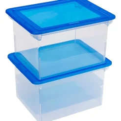 File Storage|Storex File Storage Box with Snap-On Lid, Letter/Legal Size, Clear/Blue (STX61508U01C)