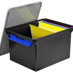 File Storage|Storex Letter/Legal Portable File Tote Storage Box With Locking Handle, Letter/Legal Size, Black (STX61543U01C)