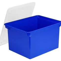 File Storage|Storex Plastic Locking File Tote, Letter/Legal, Blue (STX61554U01C)