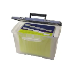 File Storage|Storex Portable File Storage Box With Organizer Lid, Letter/Legal Size, Clear (STX61511U01C)