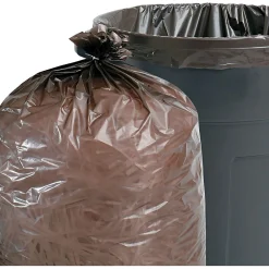 60 Gallon Industrial Trash Bag, 36" x 58", Low Density, 1.5 mil, Brown (STOT3658B15)<Stout Best