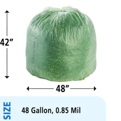 EcoSafe-6400 -48 Gallon Industrial Trash Bag, 42" x 48", Low Density, .85 mil, Green, 40 Bags/Box (STOE4248E85)<Stout Online
