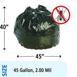 Insect Repellent 45 Gallon Industrial Trash Bag, 45" x 33", Low Density, 2 mil, Black, 65 Bags/Box (STOP4045K20)<Stout Hot