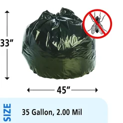 Insect Repellent 35 Gallon Industrial Trash Bag, 33" x 35", Low Density, 2 mil, Black, 80 Bags/Box (STOP3345K20)<Stout New