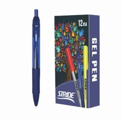 Pens|Stride Rio Retractable Gel Pen, Medium Point, Blue Ink, Dozen (52002)