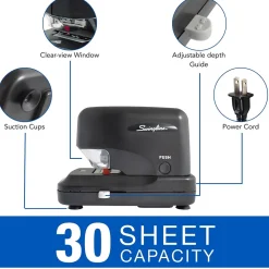Staplers|Swingline Cartridge Electric Desktop Stapler, 30 Sheet Capacity, Black (69008)
