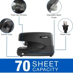 Staplers|Swingline ® High Capacity Electric Stapler, 70 Sheets, Black (69270)