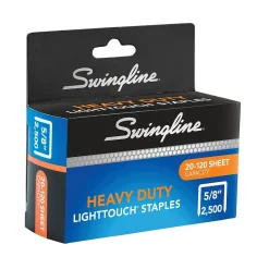 Staples|Swingline LightTouch Heavy Duty Staples, 0.63 Leg Length, 2500/Box (90009)