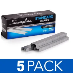 Staples|Swingline Standard Staples, 0.25 Leg Length, 5000 Staples/Box, 5 Box/Pack (S7035101S)