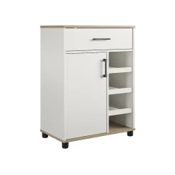 Storage Cabinets*System Build Whitmore 36" Bar Cabinet with 6 Shelves, Rustic White/Oak (2461500COM)