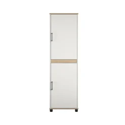 Storage Cabinets*System Build Whitmore 68" Kitchen Pantry Cabinet with 4 Shelves, Rustic White/Oak (9695500COM)