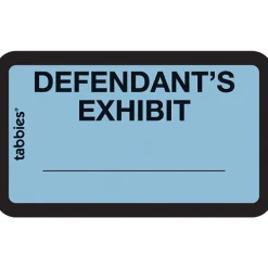 Labels|Tabbies Pre-Printed Labels - Defendant's Exhibit, Self-Adhesive, 1x1-5/8", Blue, 252 Labels/Pack (58093)
