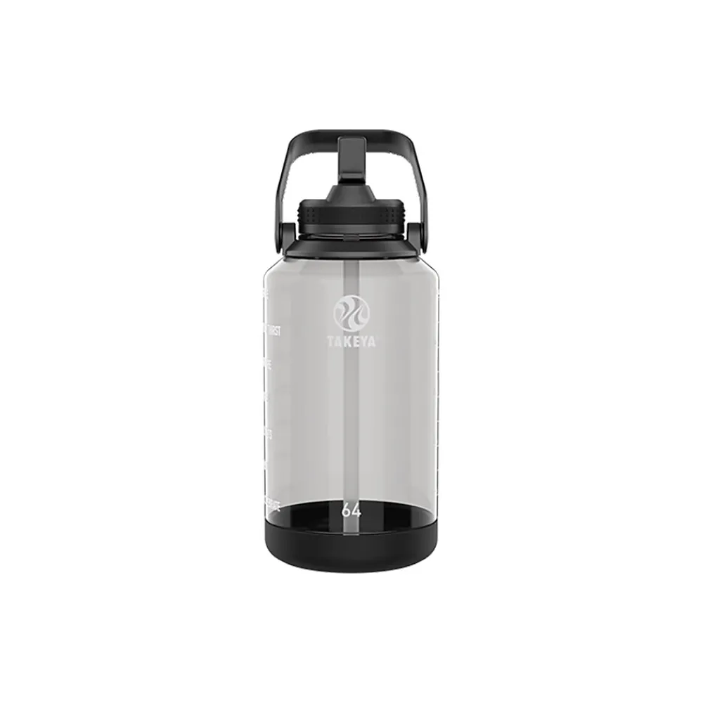 Takeya Tritan Motivational Plastic Water Bottle, 64 oz., Stormy Black (54145)