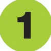 Labels|Tape Logic 1" Circle "1" Number Label, Fluorescent Green, 500/Roll