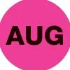 Labels|Tape Logic 1" Circle "AUG" Month of the Year Labels, Fluorescent Pink, 500/Roll