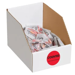 Labels|Tape Logic 2" Circle "Counted" Inventory Label, Fluorescent Red, 500/Roll (DL1270)