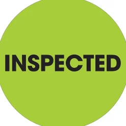 Labels|Tape Logic 2" Circle "Inspected" Label, Fluorescent Green, 500/Roll