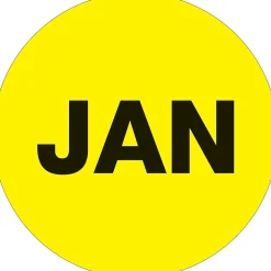 Labels|Tape Logic 2" Circle "JAN" Months of the Year Label, Fluorescent Yellow, 500/Roll