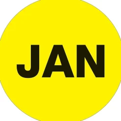 Labels|Tape Logic 1" Circle "JAN" Month of the Year Labels, Fluorescent Yellow, 500/Roll