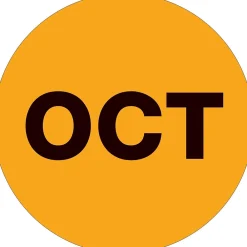 Labels|Tape Logic 2" Circle "OCT" Months of the Year Label, Fluorescent Orange, 500/Roll