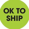 Labels|Tape Logic 2" Circle "OK To Ship" Label, Fluorescent Green, 500/Roll